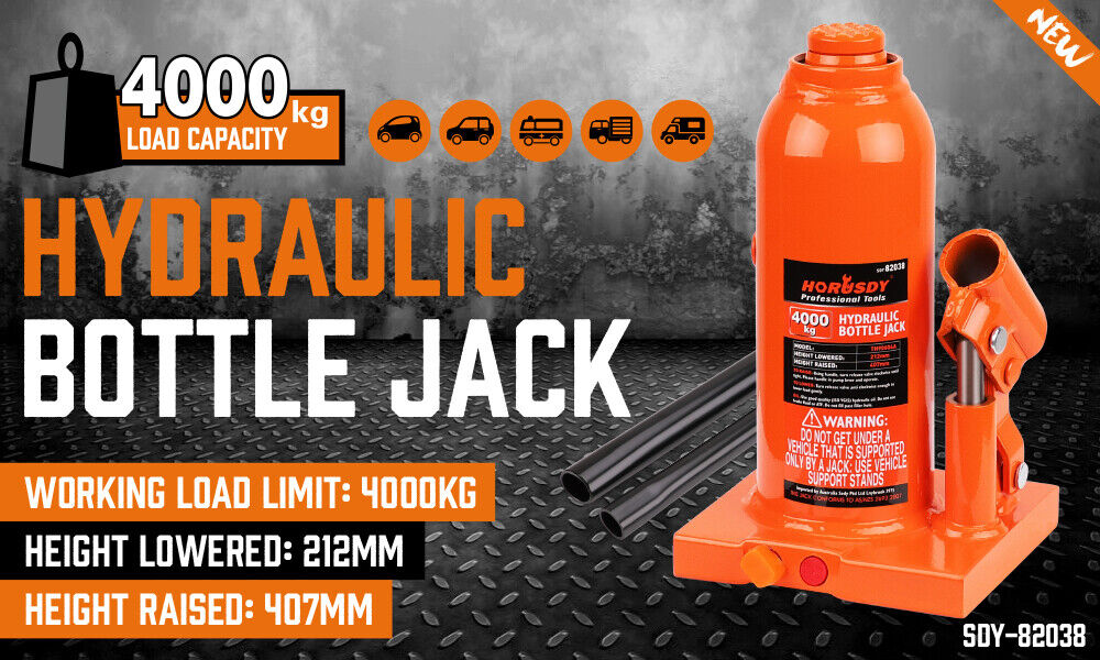 4,000kg Limit - Hydraulic Bottle Jack Heavy Duty with Safety Valve