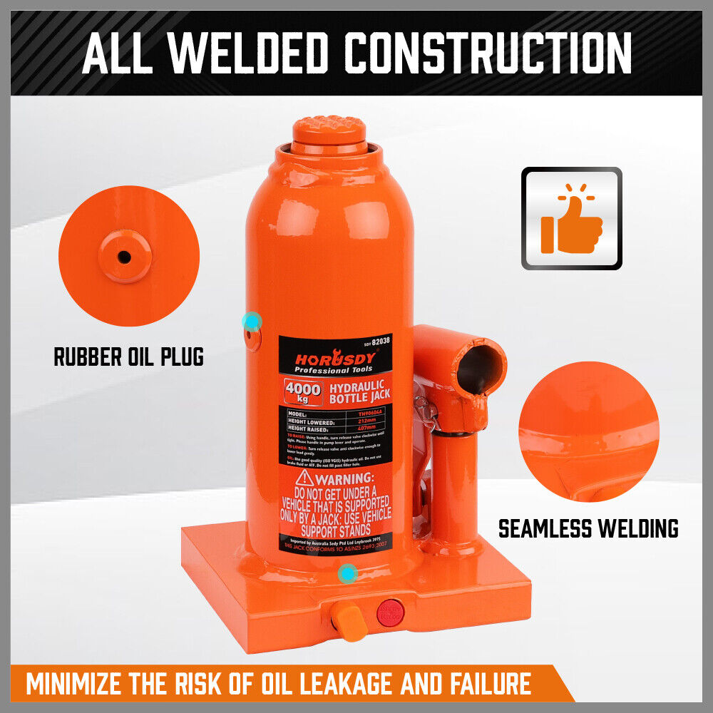 4,000kg Limit - Hydraulic Bottle Jack Heavy Duty with Safety Valve