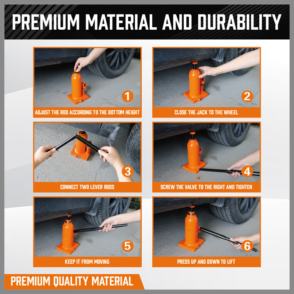 4,000kg Limit - Hydraulic Bottle Jack Heavy Duty with Safety Valve