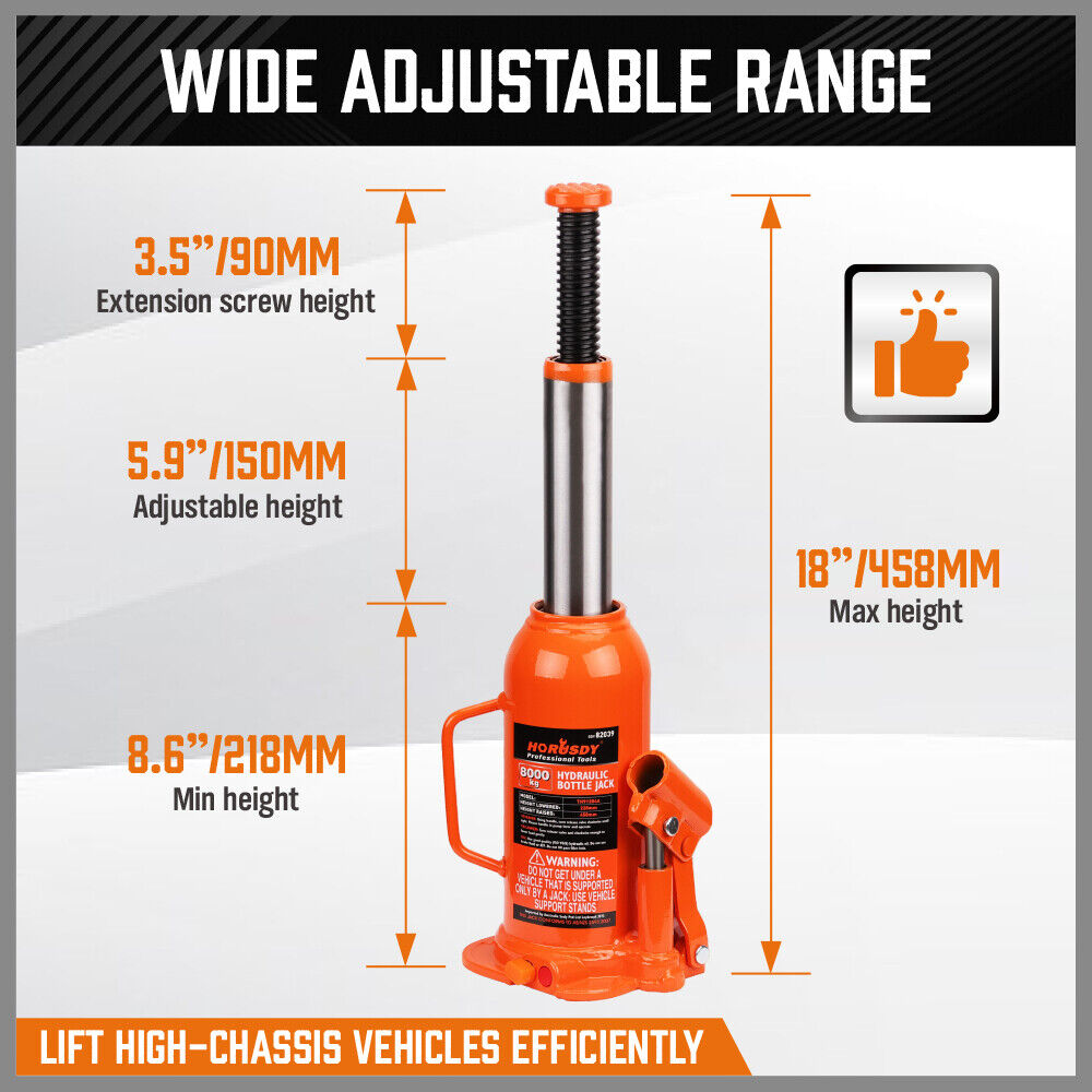 8,000kg Limit - Hydraulic Bottle Jack Heavy Duty with Safety Valve