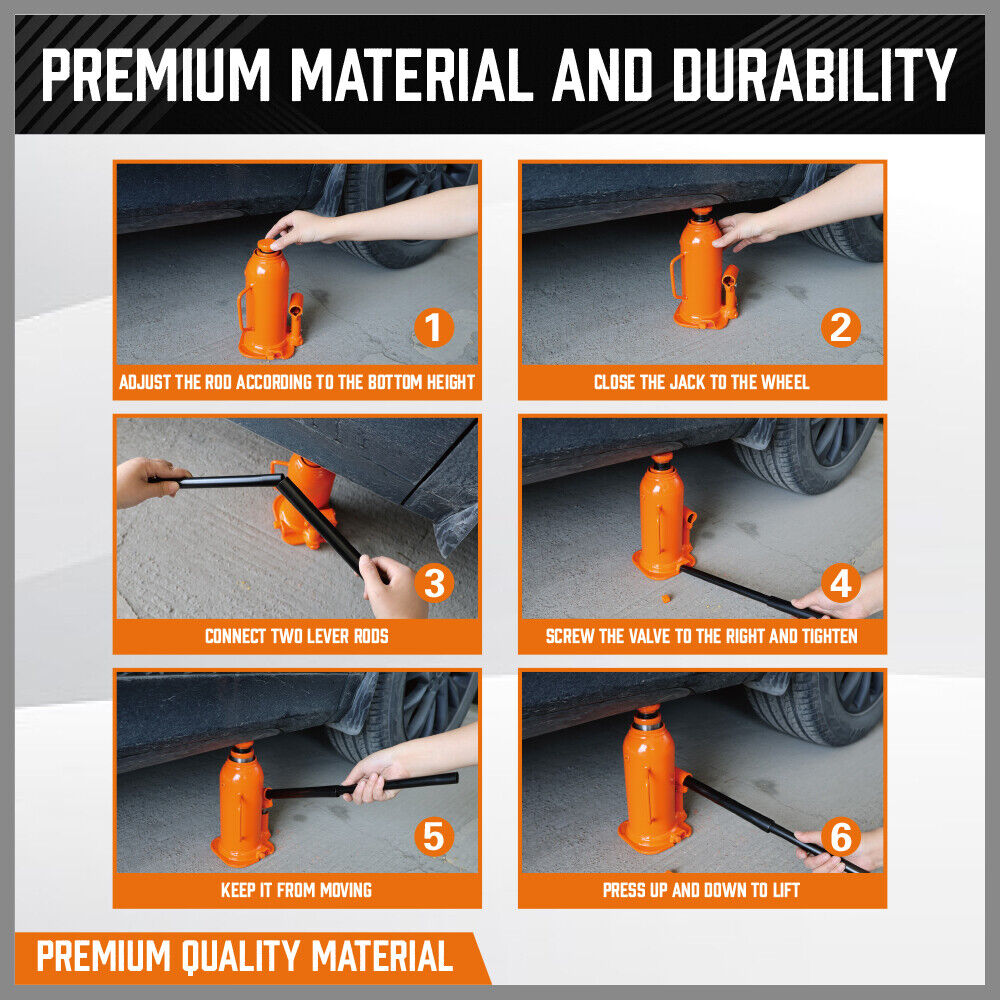 8,000kg Limit - Hydraulic Bottle Jack Heavy Duty with Safety Valve