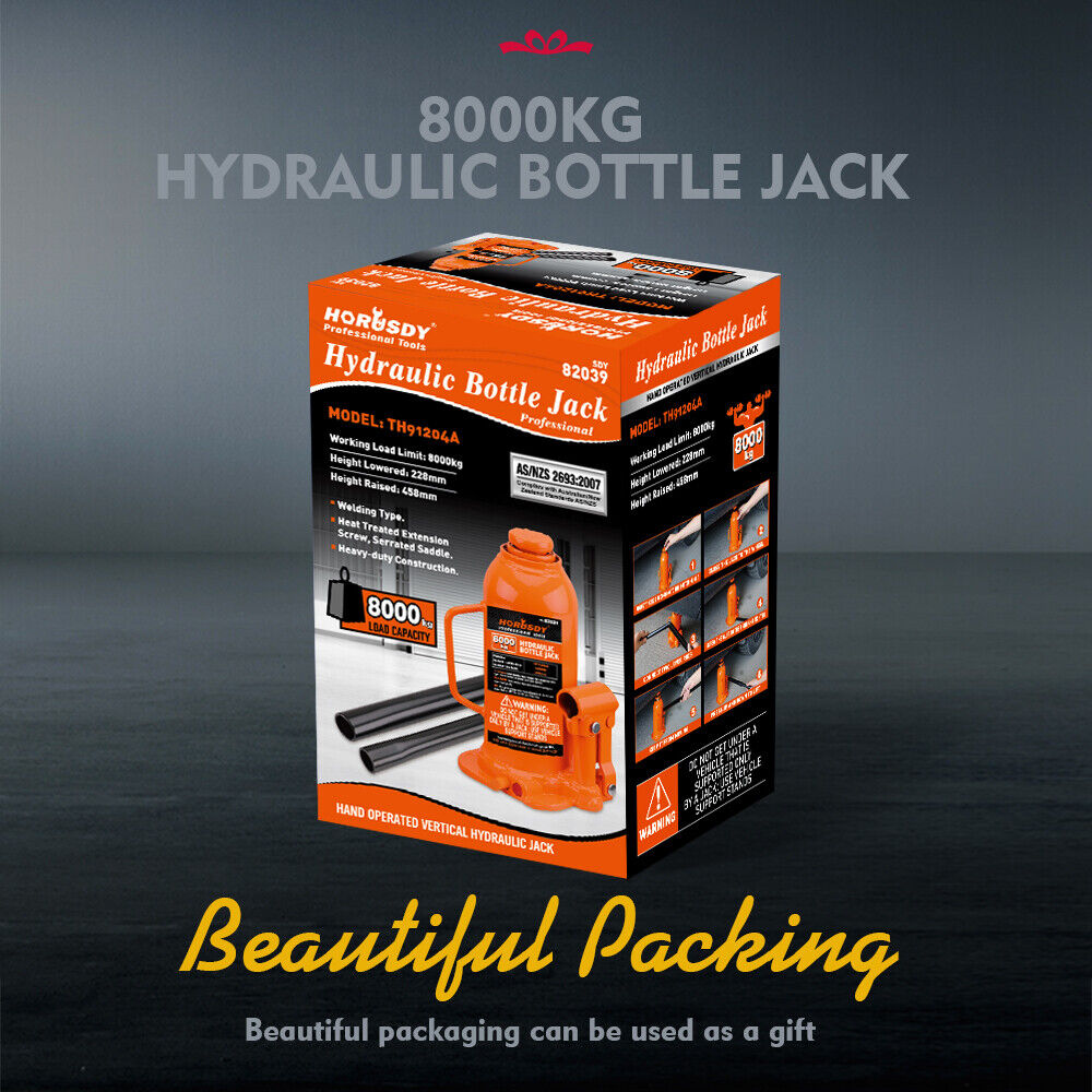 8,000kg Limit - Hydraulic Bottle Jack Heavy Duty with Safety Valve