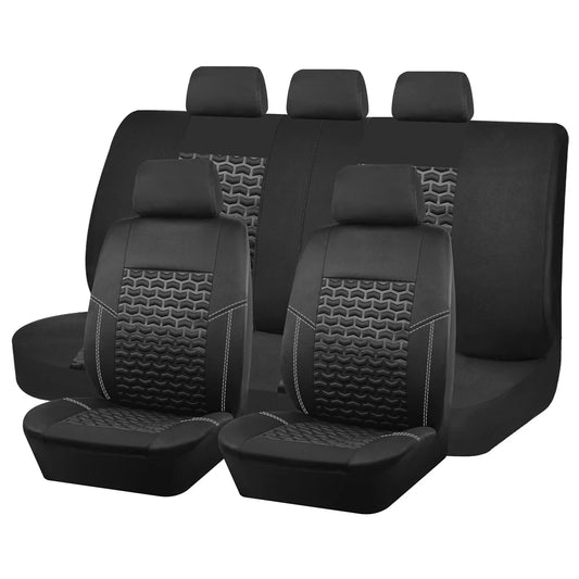 Breathable Tire Texture Car Seat Covers with Triple Zipper Backrest