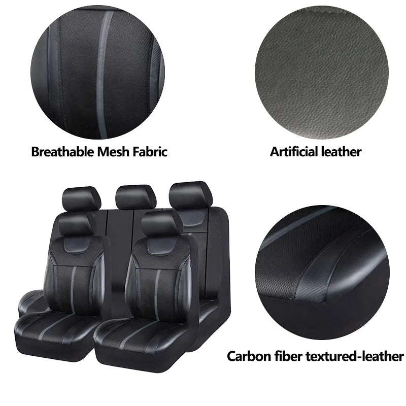 Universal Leather and Mesh Car Seat Cover Set