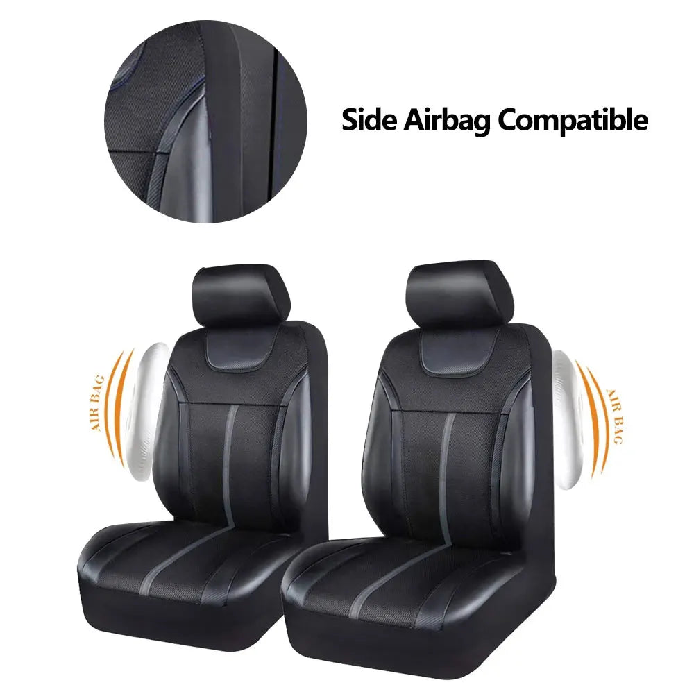 Leather Car Seat Covers with Breathable Airmesh for Cars SUVs and Trucks