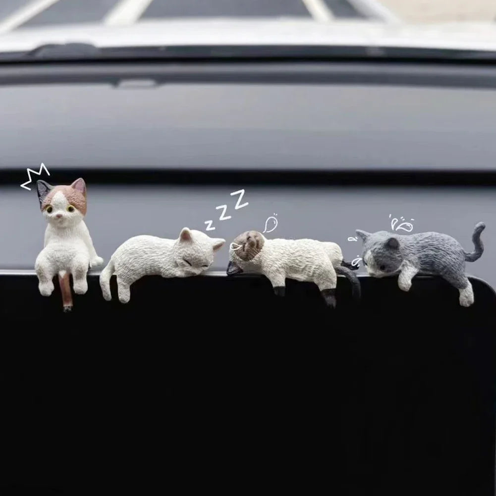 Sleeping Cat Console Ornament for Cute Car Interior Decoration