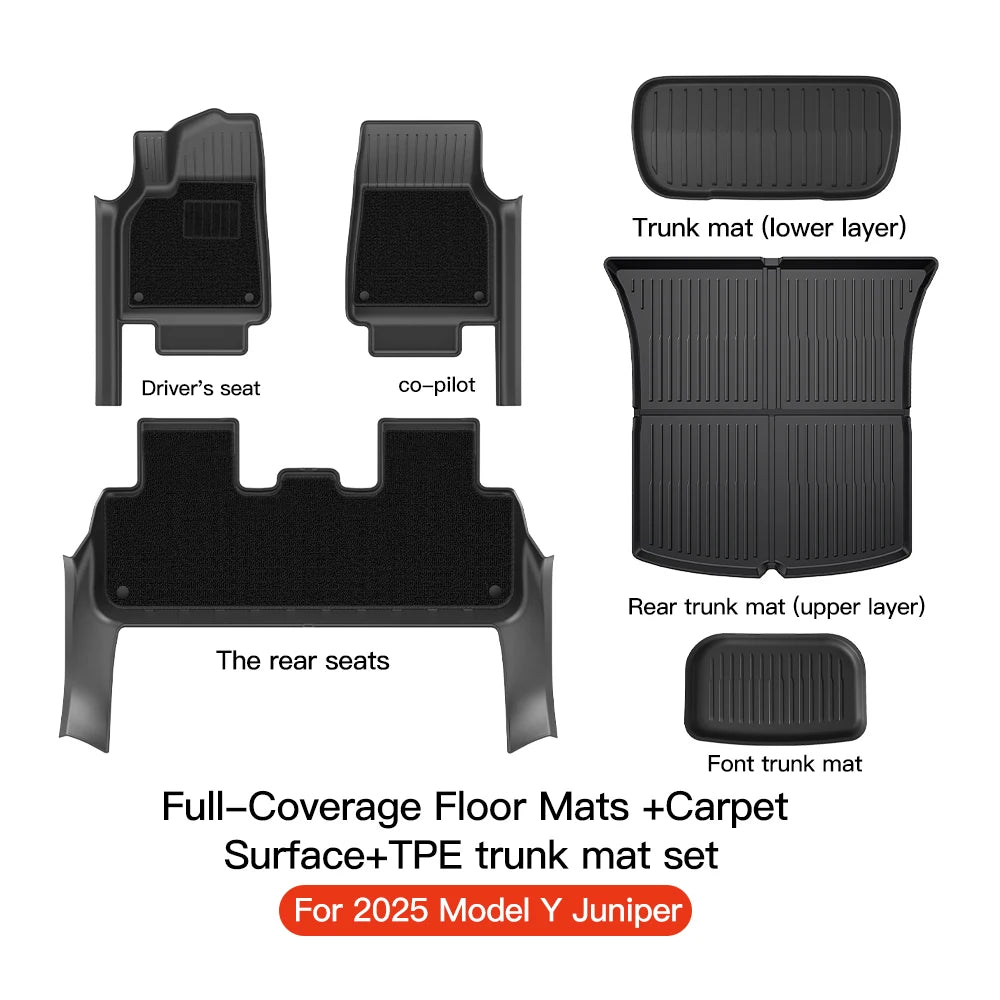 All Weather Floor Mats with Door Sill Guards for Tesla Interior