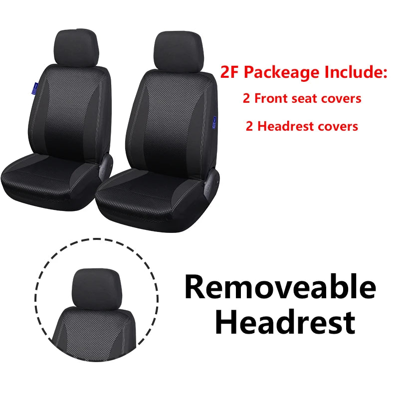 Checkered Mesh Fabric Car Seat Cover Set