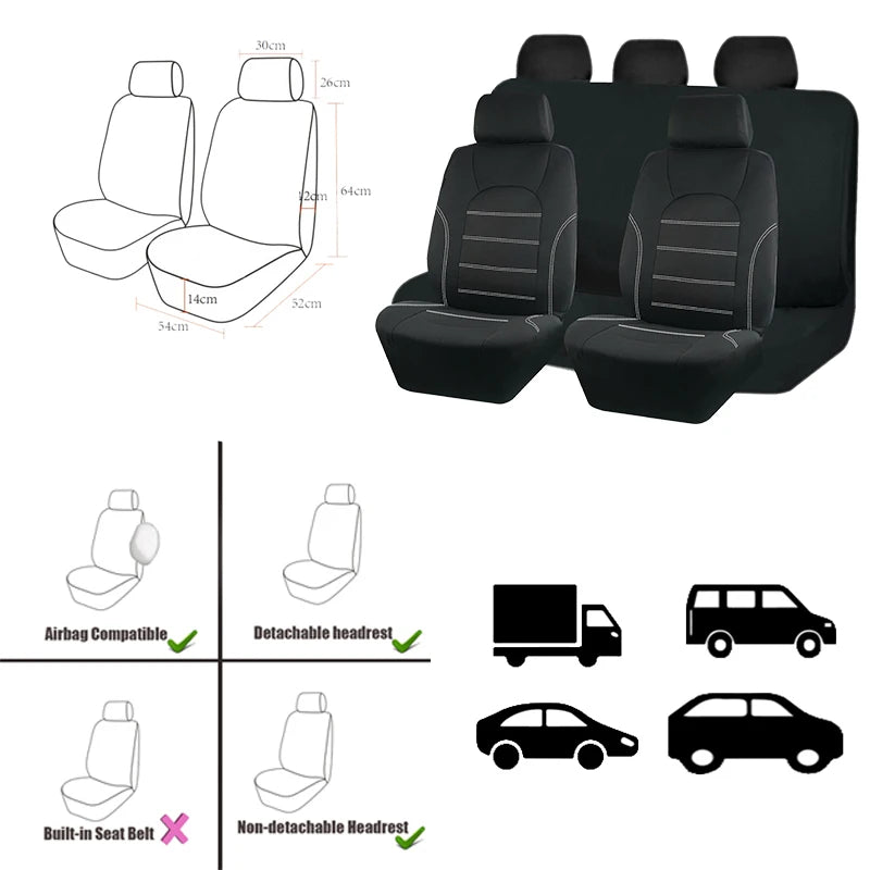 Universal Car Seat Cover Set for Cars SUVs and Trucks