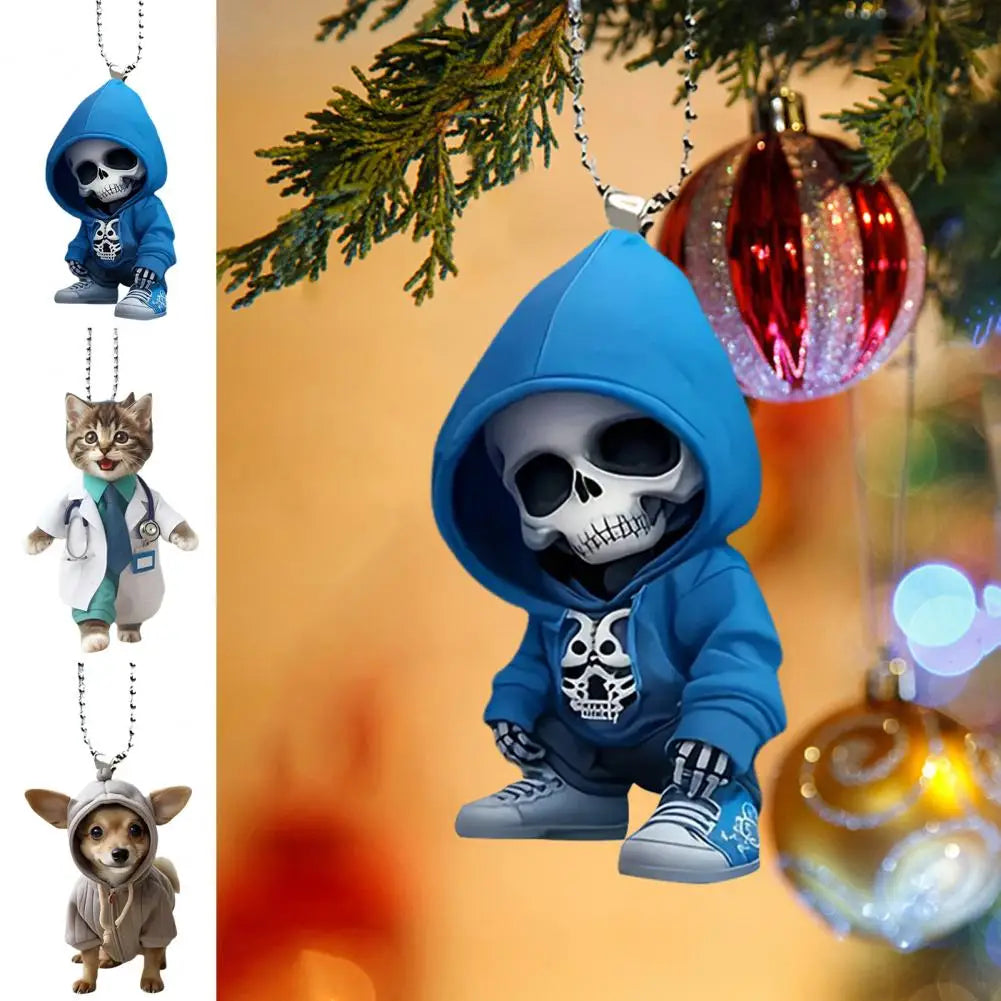 Lightweight Skull Hanging Ornament for Car and Christmas Tree