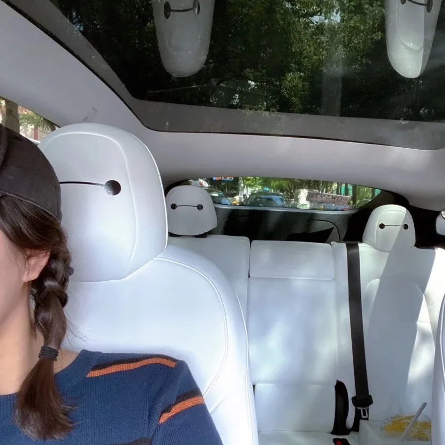 Baymax Headrest Stickers for Tesla Interior Christmas Decor