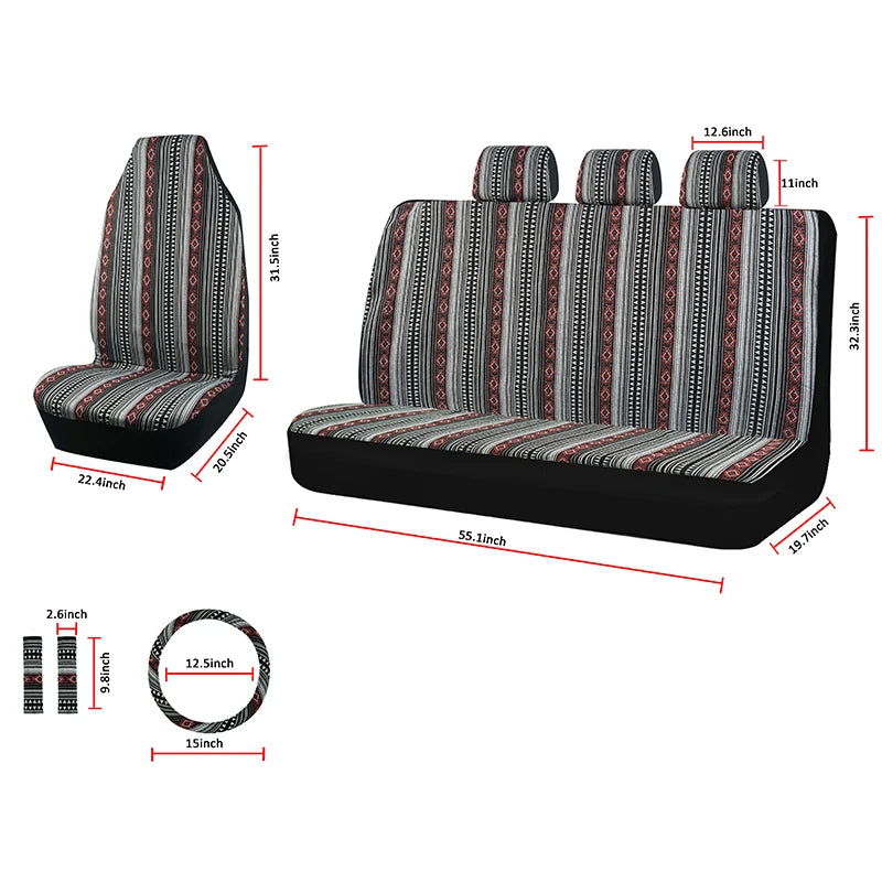 Saddle Blanket Style Car Seat Cover Set with Accessories
