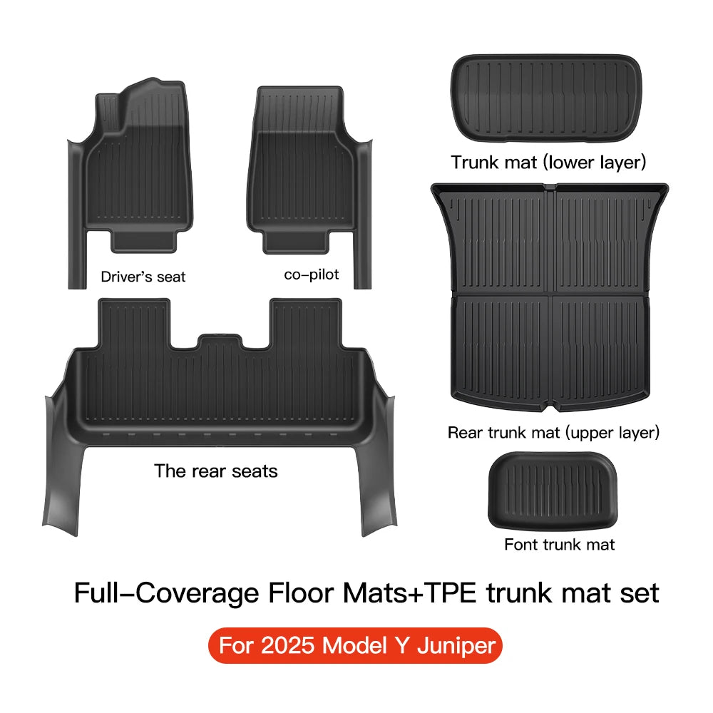All Weather Floor Mats with Door Sill Guards for Tesla Interior