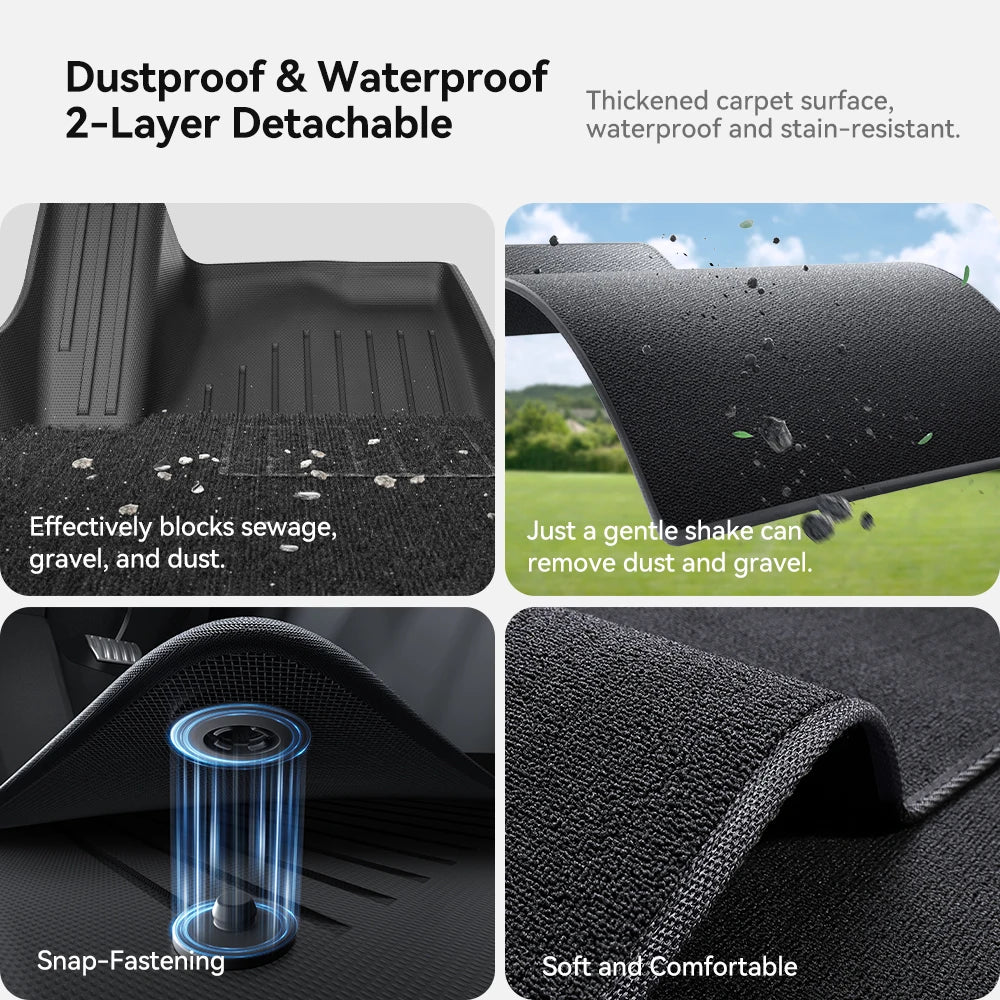 All Weather Floor Mats with Door Sill Guards for Tesla Interior