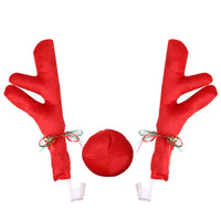 Christmas Car Antler Kit with Red Nose and Holiday Decor