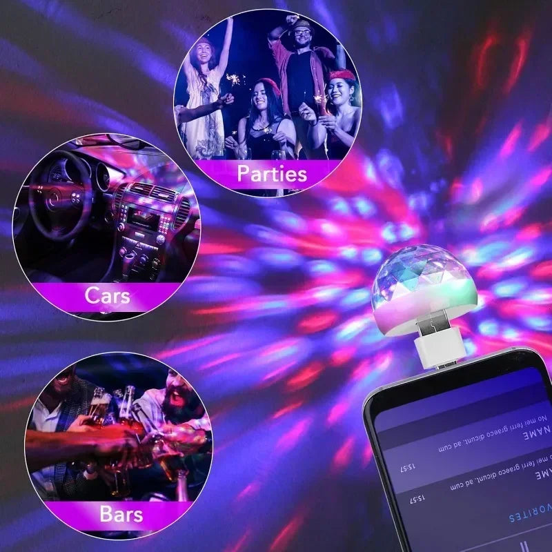 USB Mini Disco Light for Car and Holiday Party Decoration
