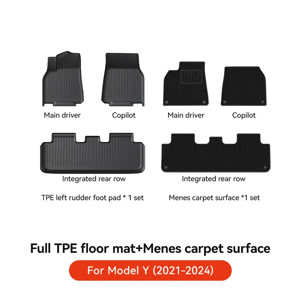 TPE Floor Mats for All Weather Tesla Interior Protection
