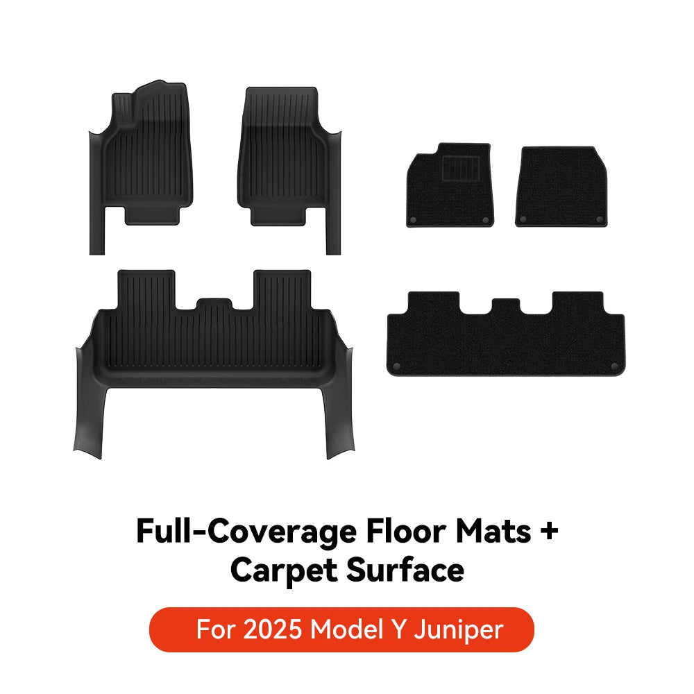 All Weather Floor Mats with Door Sill Guards for Tesla Interior