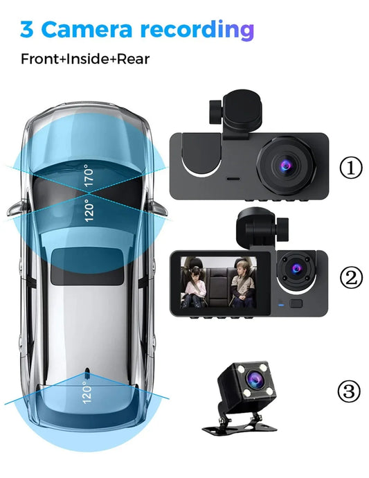 Dash Cam for Cars Camera HD 1080P Video Recorder Dashcam DVR Black Box Dual Lens DVR with Rear View Camera for Vehicle
