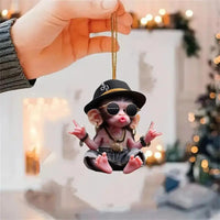Personalized Acrylic Monkey Ornament for Car and Xmas Tree