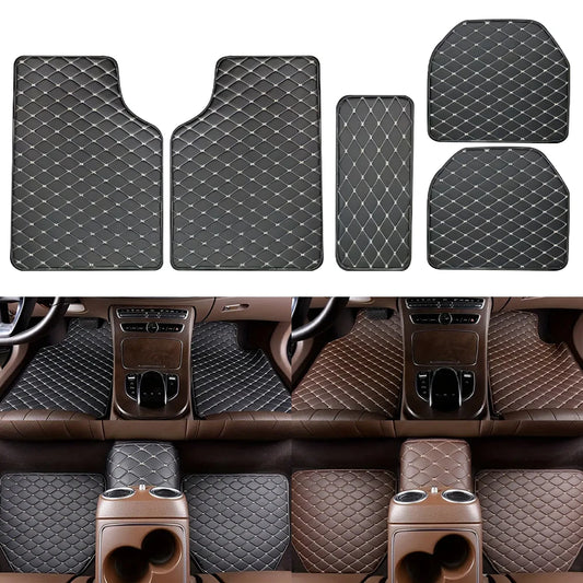 PU Leather Waterproof Car Floor Mat Set for Full Interior Protection