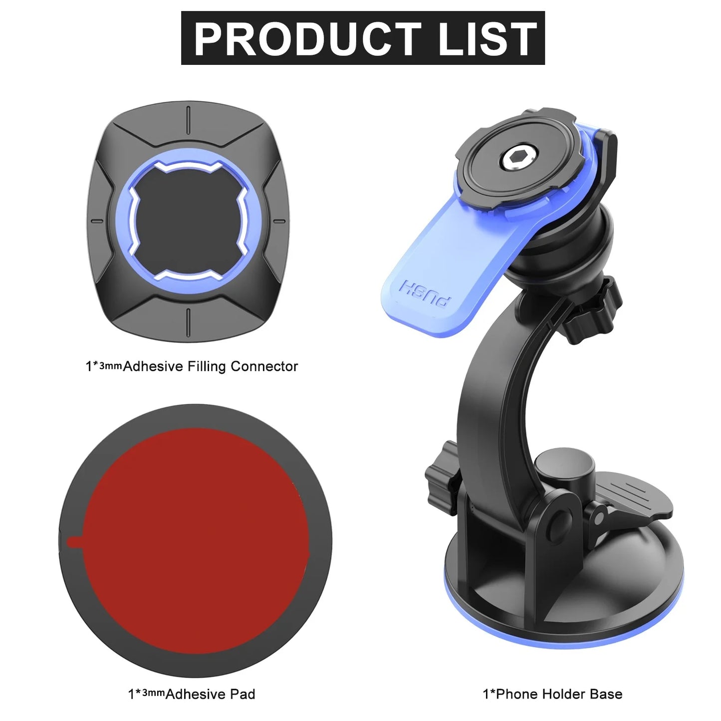 Car Phone Holder with Suction Cup and Air Vent Mount