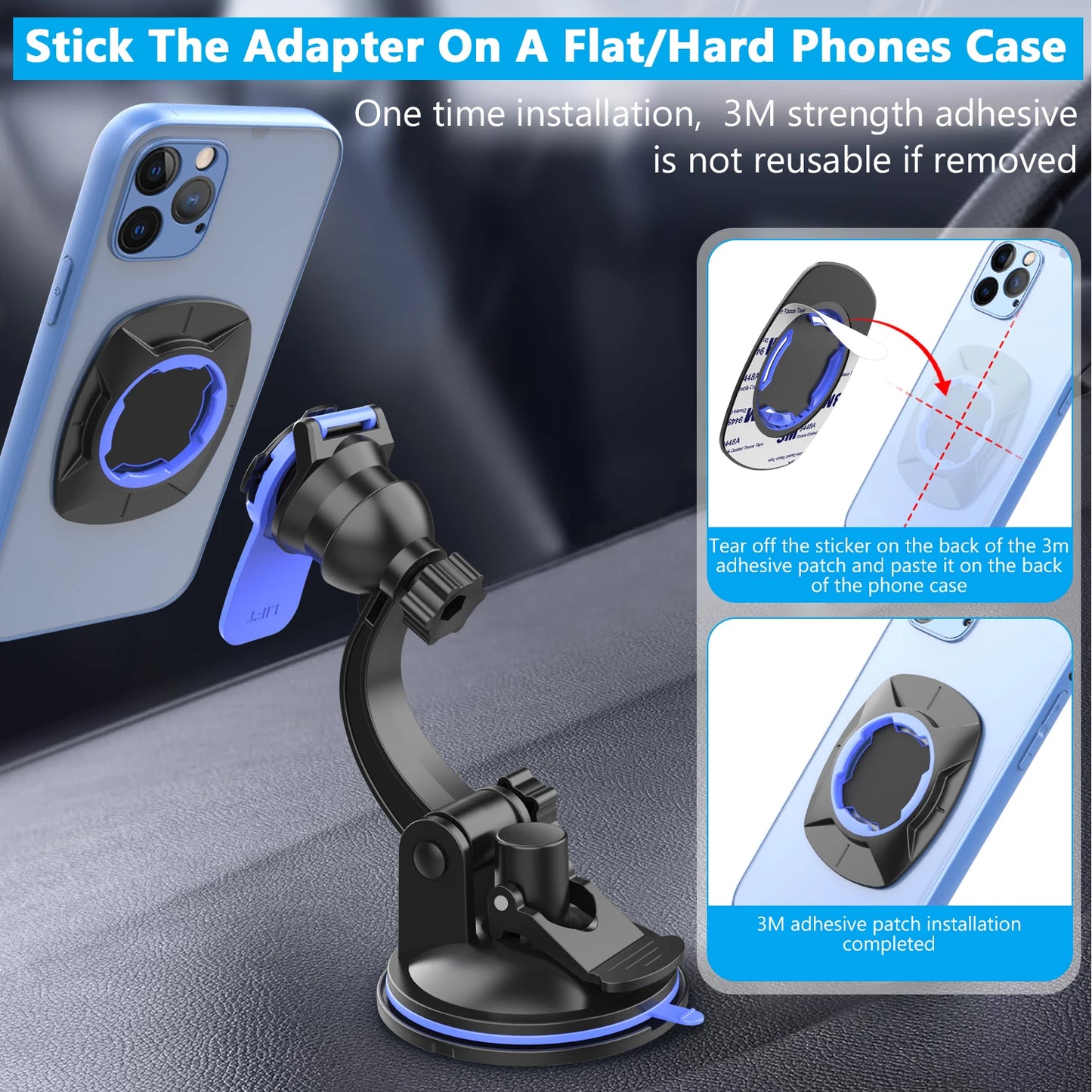 Car Phone Holder with Suction Cup and Air Vent Mount