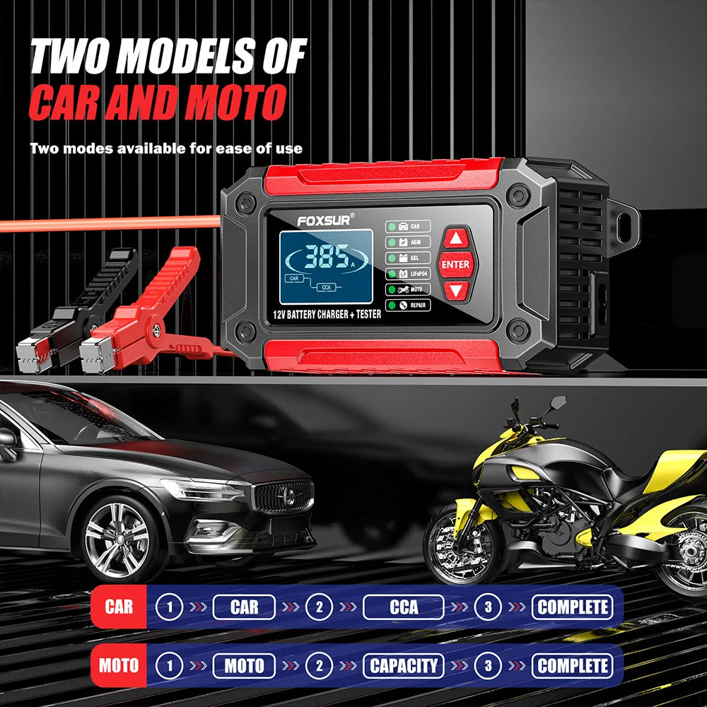 All In One Battery Charger for Cars and Motorcycles