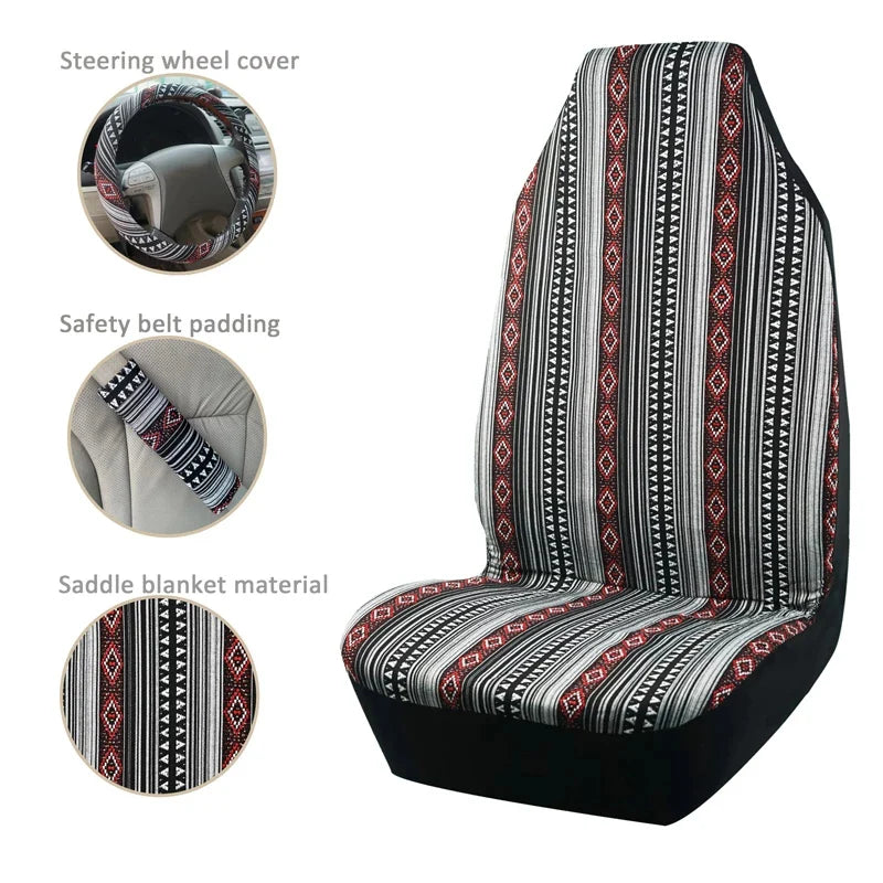 Saddle Blanket Style Car Seat Cover Set with Accessories