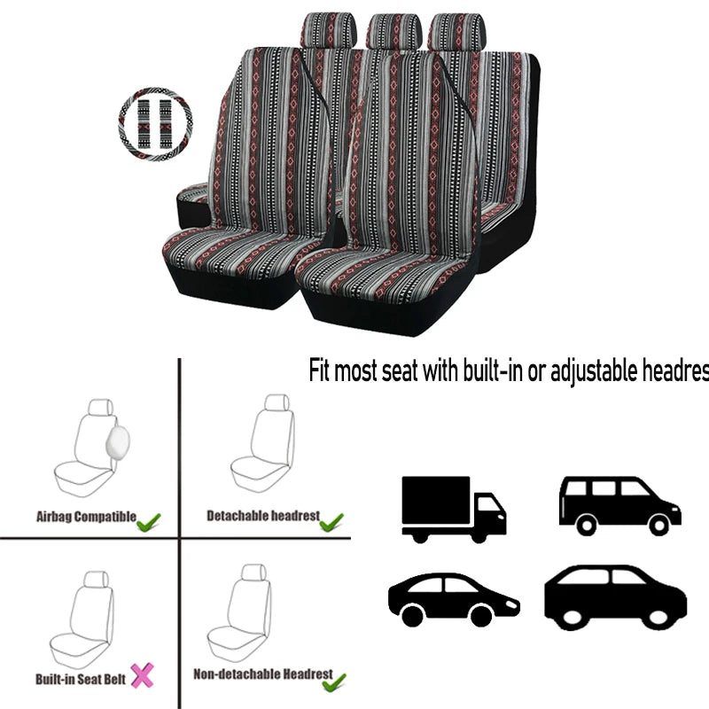 Saddle Blanket Style Car Seat Cover Set with Accessories