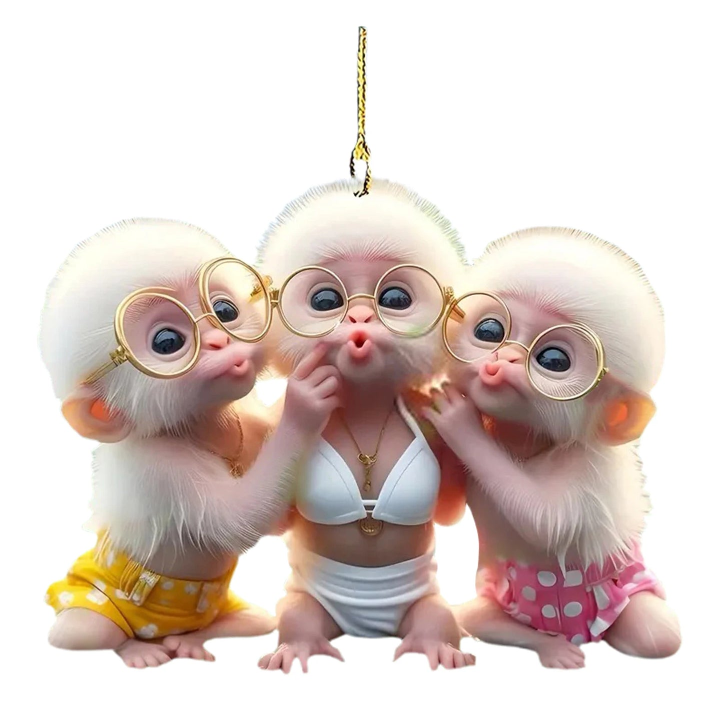 Personalized Acrylic Monkey Ornament for Car and Xmas Tree