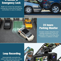 Dash Cam for Cars Camera HD 1080P Video Recorder Dashcam DVR Black Box Dual Lens DVR with Rear View Camera for Vehicle