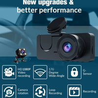 Dash Cam for Cars Camera HD 1080P Video Recorder Dashcam DVR Black Box Dual Lens DVR with Rear View Camera for Vehicle