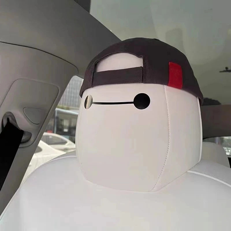 Baymax Headrest Stickers for Tesla Interior Christmas Decor