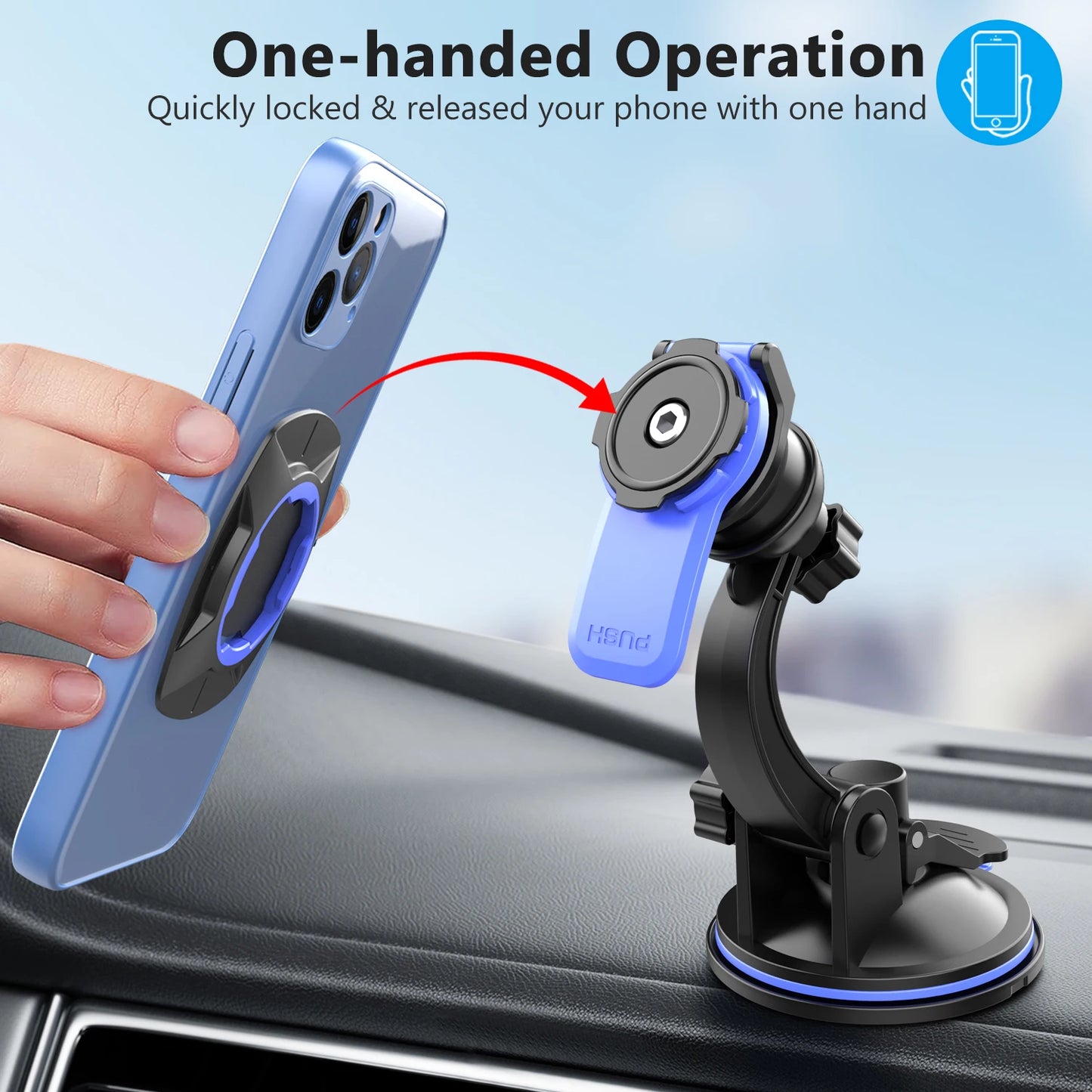 Car Phone Holder with Suction Cup and Air Vent Mount