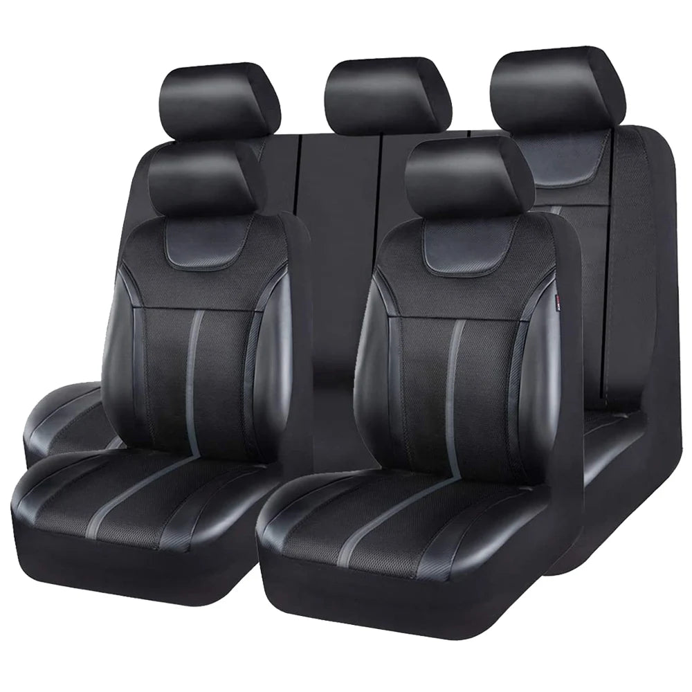 Universal Leather and Mesh Car Seat Cover Set