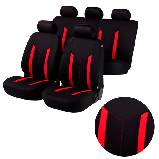 Sporty Polyester Seat Cover Set with Universal Fit