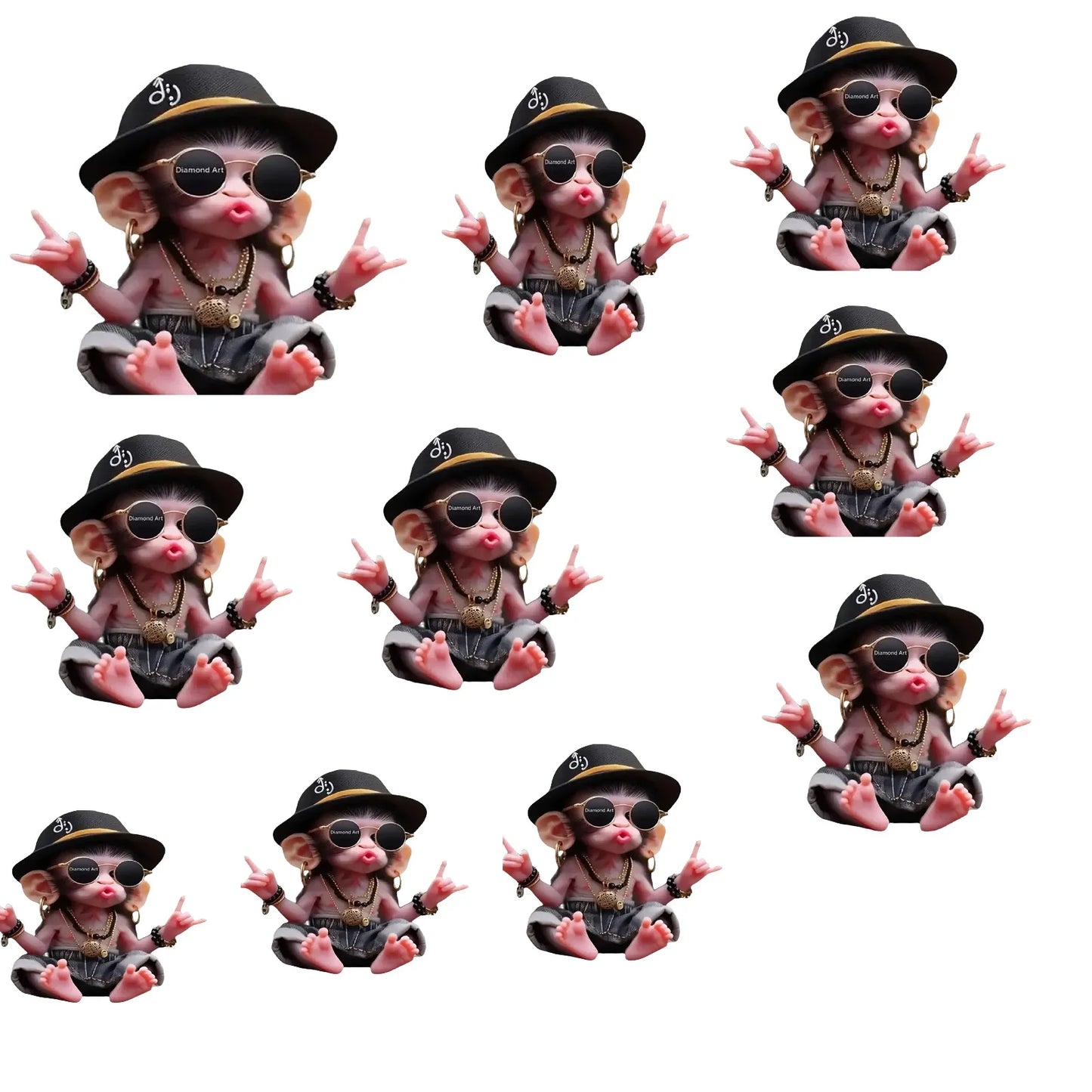 Personalized Acrylic Monkey Ornament for Car and Xmas Tree