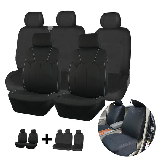 Black Split Seat Covers with Universal Fit and Airbag Compatibility