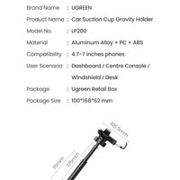 UGREEN 60990 Gravity Phone Holder with Suction Cup (Black)