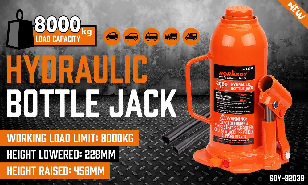 8,000kg Limit - Hydraulic Bottle Jack Heavy Duty with Safety Valve