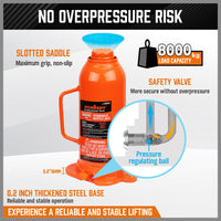 8,000kg Limit - Hydraulic Bottle Jack Heavy Duty with Safety Valve