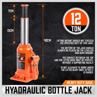 12,000kg Limit - Hydraulic Bottle Jack Car Lifter with Safety Valve