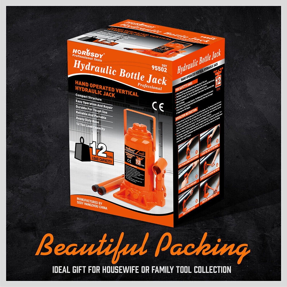 12,000kg Limit - Hydraulic Bottle Jack Car Lifter with Safety Valve