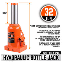 32,000kg Capacity - Hydraulic Bottle Jack Heavy Duty 4WD