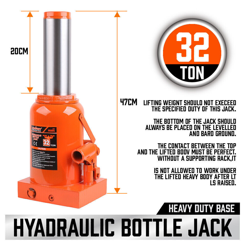 32,000kg Capacity - Hydraulic Bottle Jack Heavy Duty 4WD